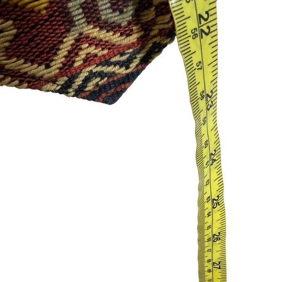 Black Brown Woven Geometric Folk Art Pattern Button Up Vest Large - Picture 6 of 7